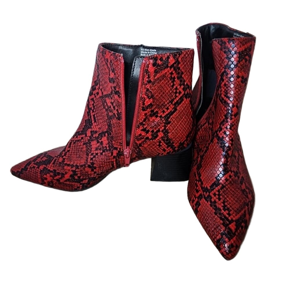 Bar Iii Red Snake Skin Print Pointed Toe Slip On … - image 1